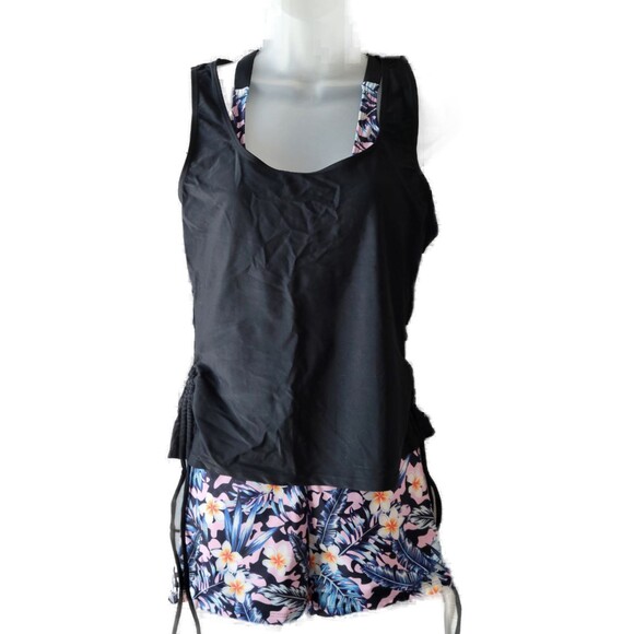 JASAMBAC  3 Piece Floral Print Athletic Tankini Swimsuits with Boyshort Sz M - Picture 7 of 9